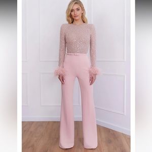 Nadine Merabi - Amelia Pink Jumpsuit - small - 4